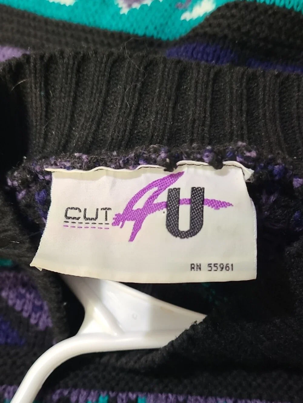 Teal & Purple Geometric Knit Sweater - Unisex Cozy Pullover vibrant by CUT 4 U